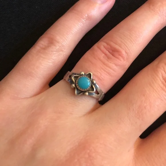 Sterling silver signed turquoise ring navajo western - Picture 9 of 9